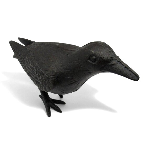 Cast Iron CROW or RAVEN with Head Up Black Rustic Finish Home And Garden 10" - Picture 1 of 10